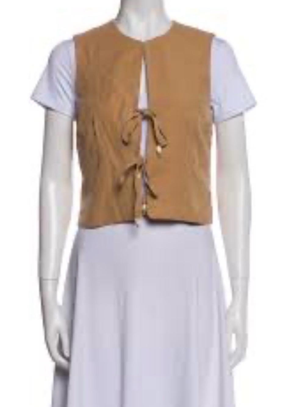 Vintage Christian Lacroix Tan Tie Front Sleeveless Vest Top Size Medium